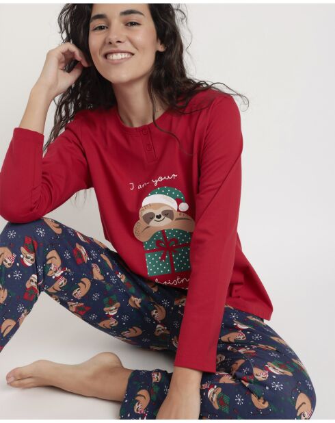 Pyjama « Have a Lazy Christmas » rouge