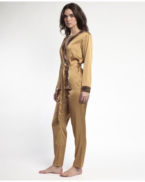 Pyjama croisé en Satin Glam Luxe doré