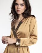 Pyjama croisé en Satin Glam Luxe doré