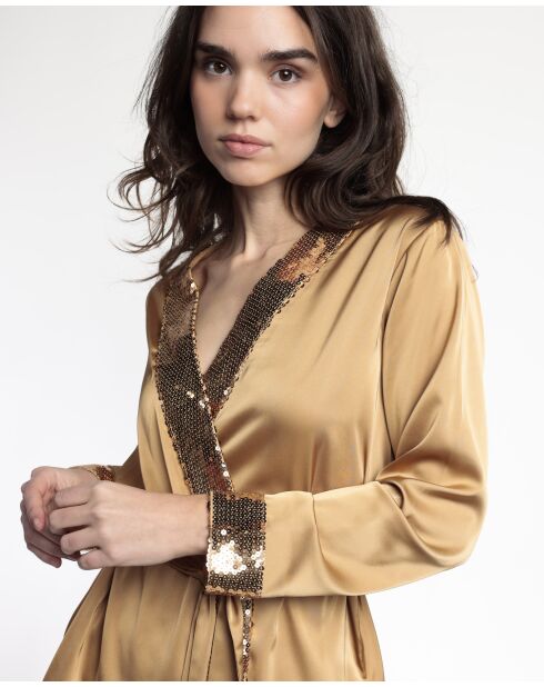 Pyjama croisé en Satin Glam Luxe doré