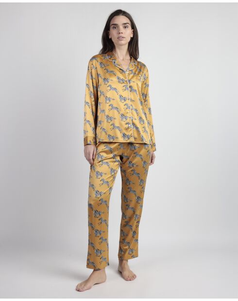 Pyjama en Satin Luxury zèbre ocre