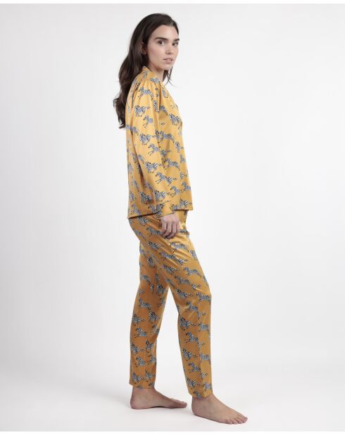 Pyjama en Satin Luxury zèbre ocre