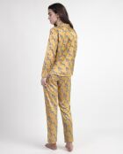 Luxuriöser Pyjama aus ockerfarbenem Satin im Zebra-Stil