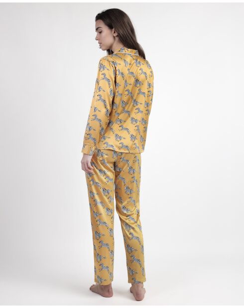 Pyjama en Satin Luxury zèbre ocre