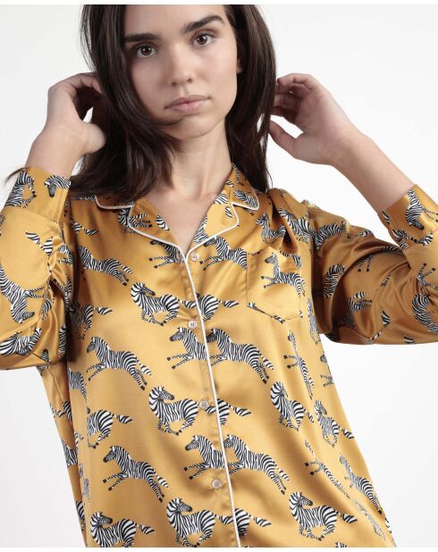 Pyjama en Satin Luxury zèbre ocre
