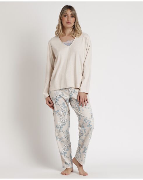Pyjama Fleurs Grimpantes beige