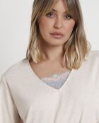 Pyjama Fleurs Grimpantes beige