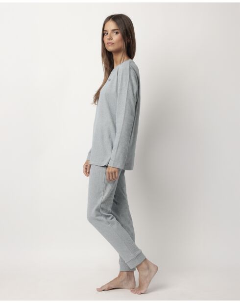 Pyjama côtelé ultra-doux Home bleu