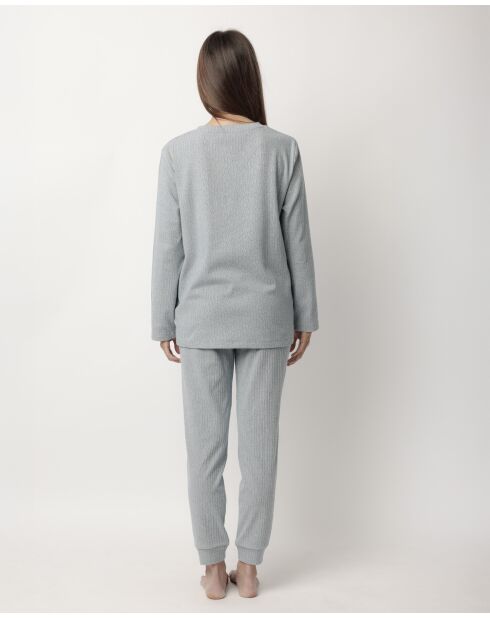 Pyjama côtelé ultra-doux Home bleu