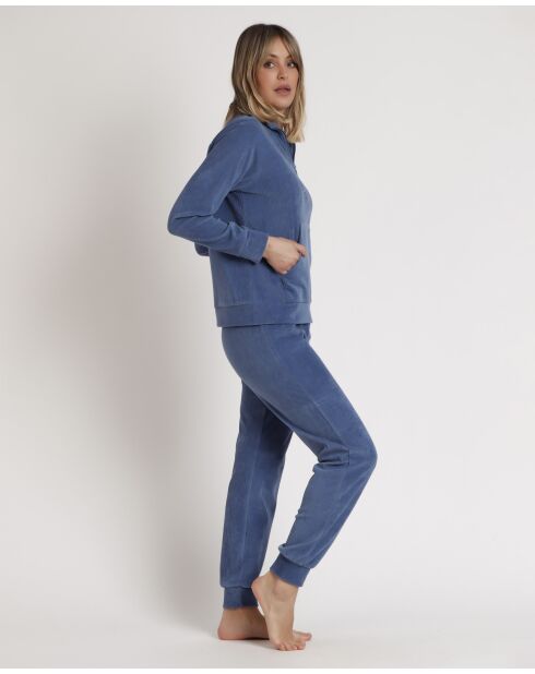Pyjama en velours côtelé Home bleu