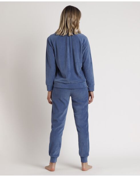 Pyjama en velours côtelé Home bleu