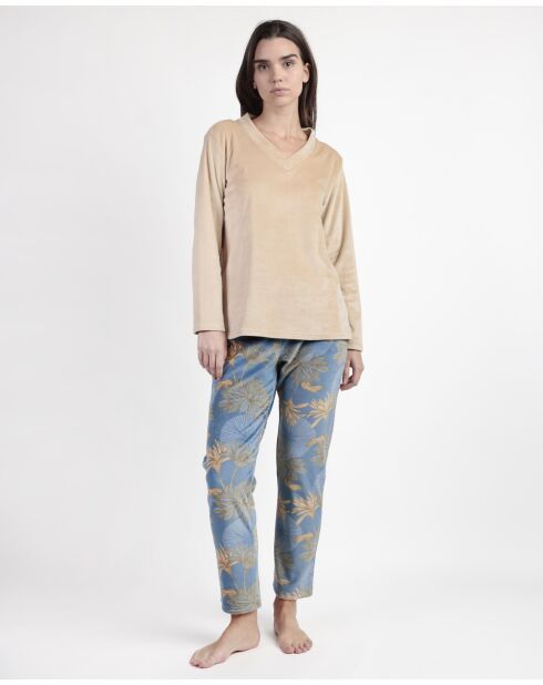 Pyjama en velours Jungle Fever Luxury camel