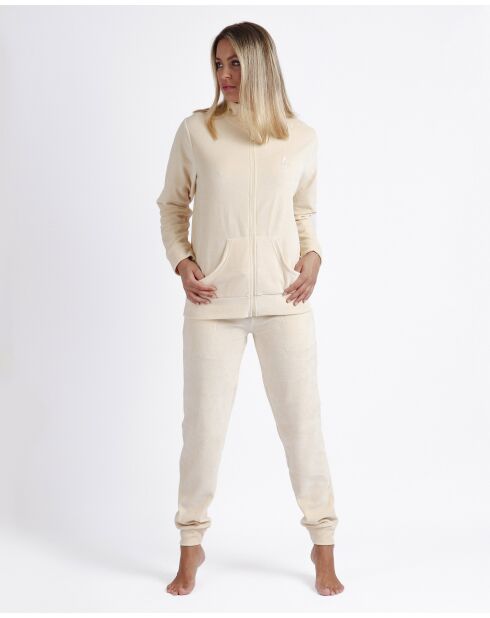 Pyjama en velours doux beige