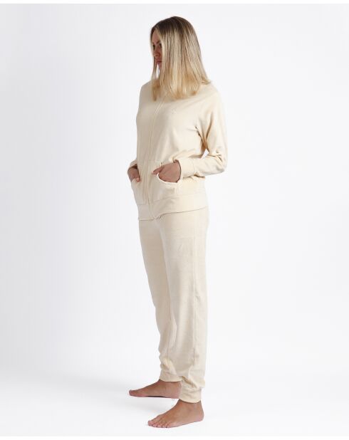 Pyjama en velours doux beige