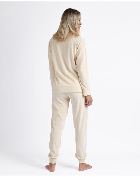 Pyjama en velours doux beige