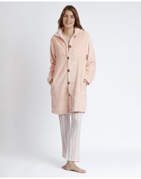 Veste chaude Merci corail