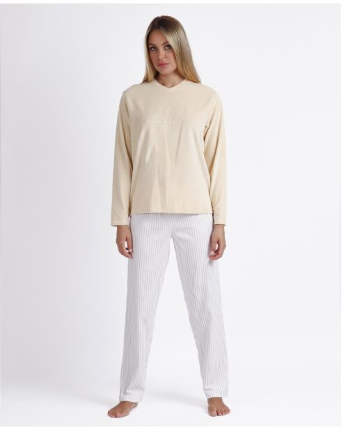 Pyjama en velours doux Pico beige