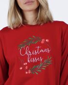Pijama Christmas Kiss de color rojo rubí