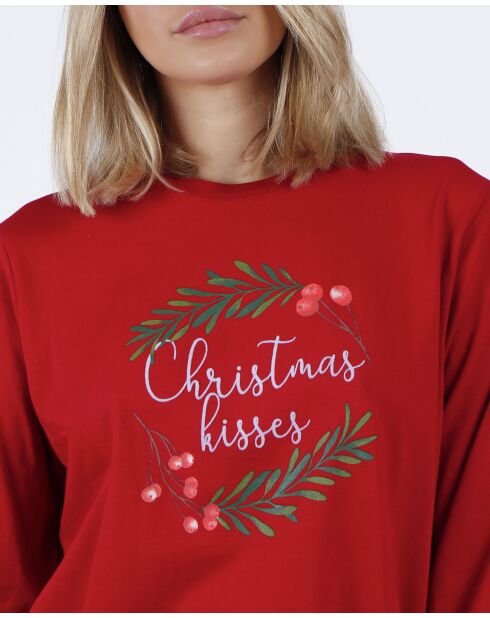 Pyjama Bisous de Noël rouge rubis