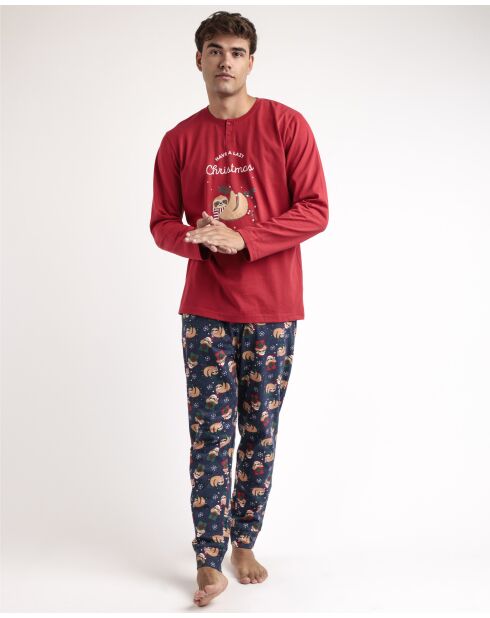 Pyjama Passez un Noël Tranquille rouge