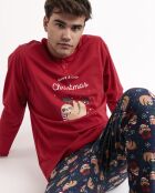 Pyjama Passez un Noël Tranquille rouge