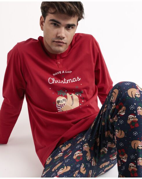 Pyjama Passez un Noël Tranquille rouge