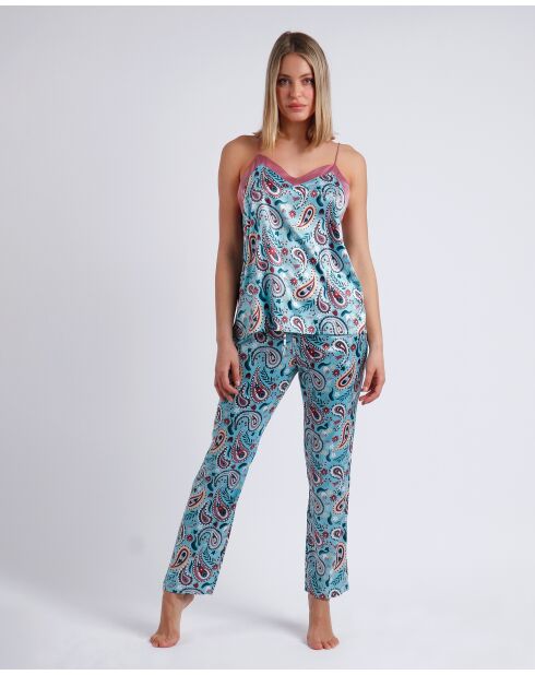 Pyjama en Satin Water Paisley aqua