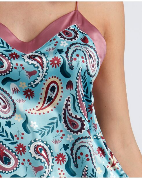 Pyjama en Satin Water Paisley aqua