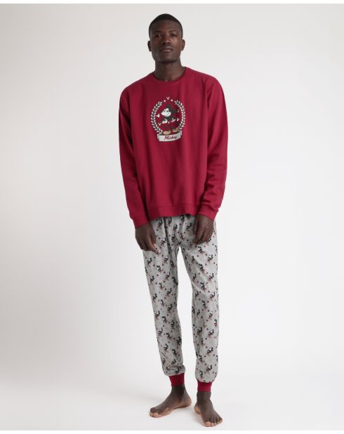Pyjama Mickey Roi bordeaux