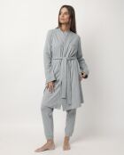 Peignoir côtelé ultra-doux Home bleu