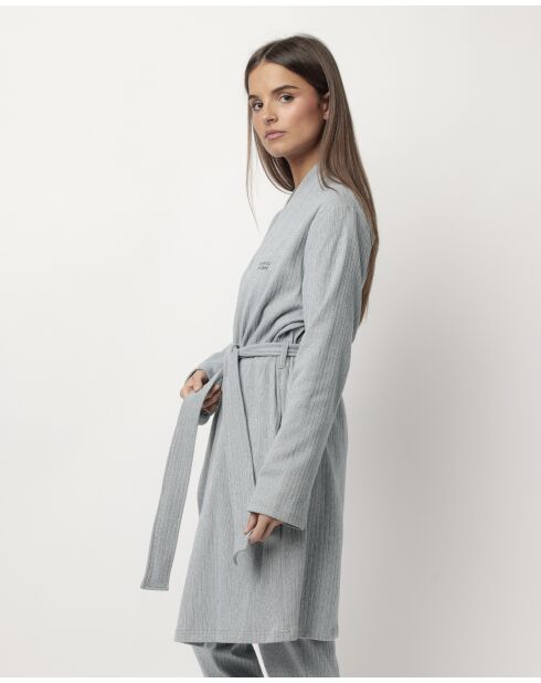 Peignoir côtelé ultra-doux Home bleu