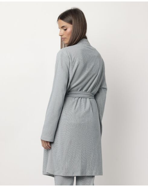 Peignoir côtelé ultra-doux Home bleu