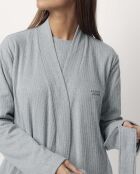 Peignoir côtelé ultra-doux Home bleu