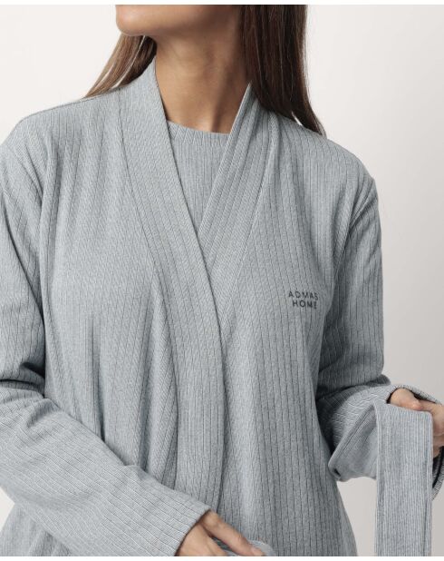 Peignoir côtelé ultra-doux Home bleu