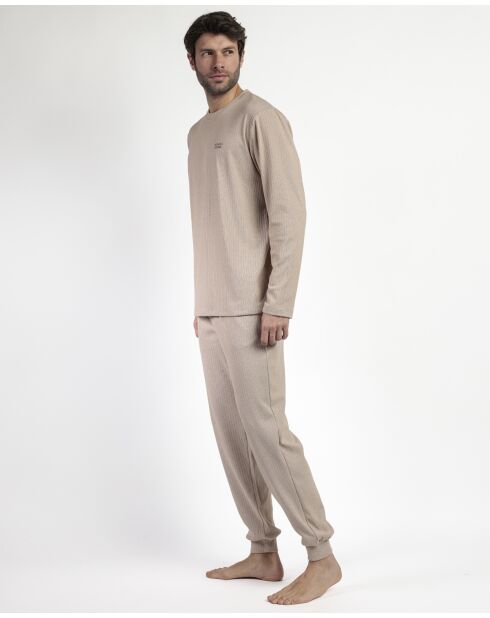 Home Camelfarbener, ultraweicher, gerippter Pyjama