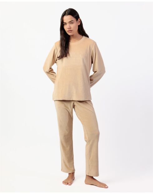 Pyjama en velours Home beige
