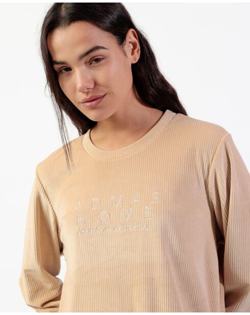 Pyjama en velours Home beige