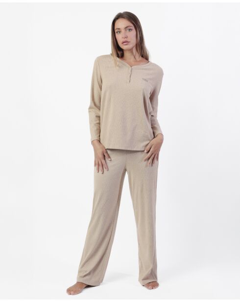 Pyjama côtelé ultra-doux Home camel