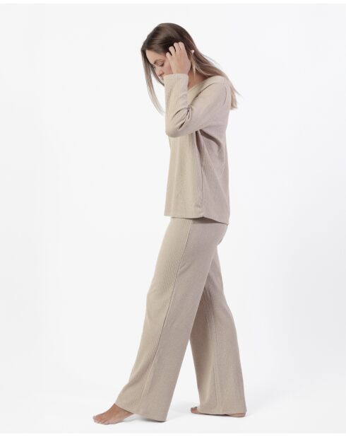 Pyjama côtelé ultra-doux Home camel