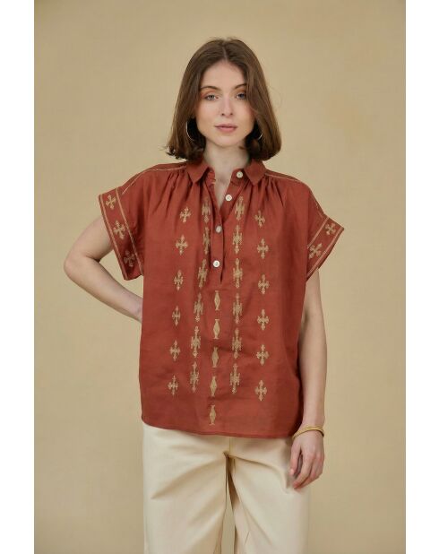 Top en Coton & Lin CALPH Brique