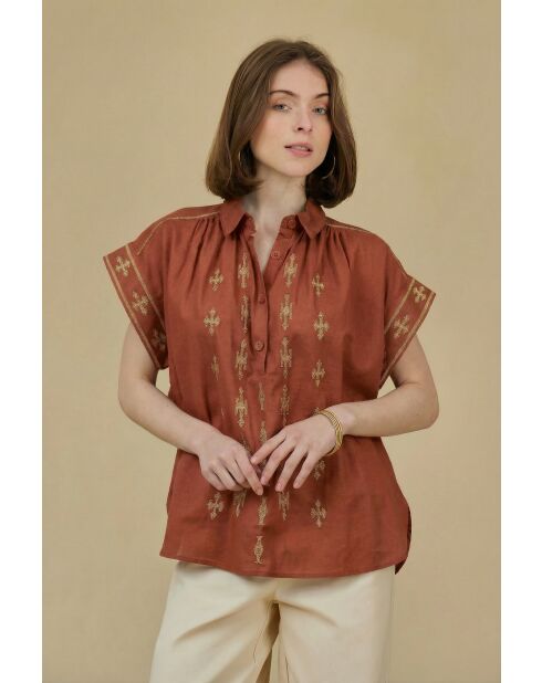 Top en Coton & Lin CALPH Brique