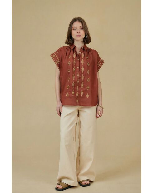Top en Coton & Lin CALPH Brique