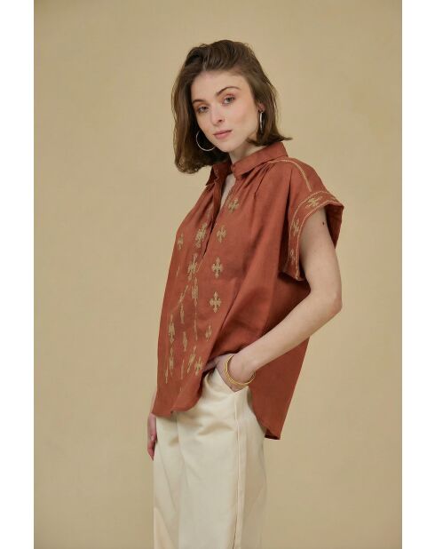 Top en Coton & Lin CALPH Brique