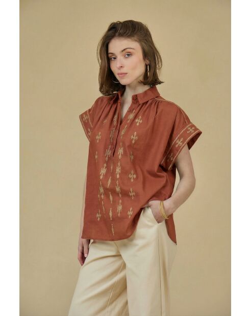Top en Coton & Lin CALPH Brique