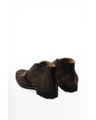 Bottines en Velours de Cuir Maïwen brun foncé