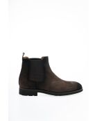 Bottines en Velours de Cuir Isolde brun foncé
