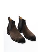 Bottines en Velours de Cuir Isolde brun foncé