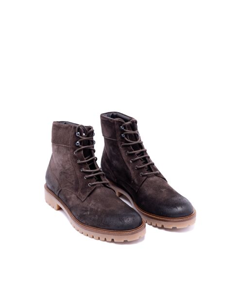 Bottines en Velours de Cuir Alyor cacao