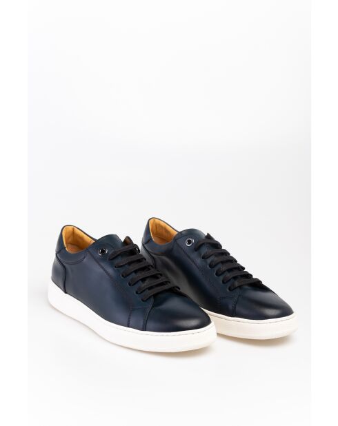 Baskets en Cuir Orin marine/blanc