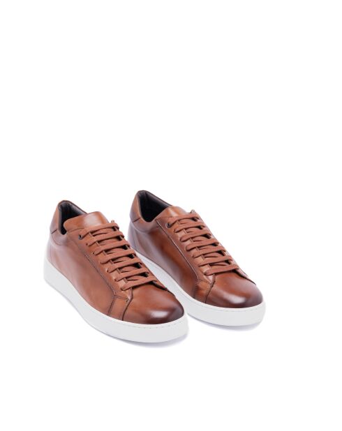 Baskets en Cuir Orin cognac/blanc